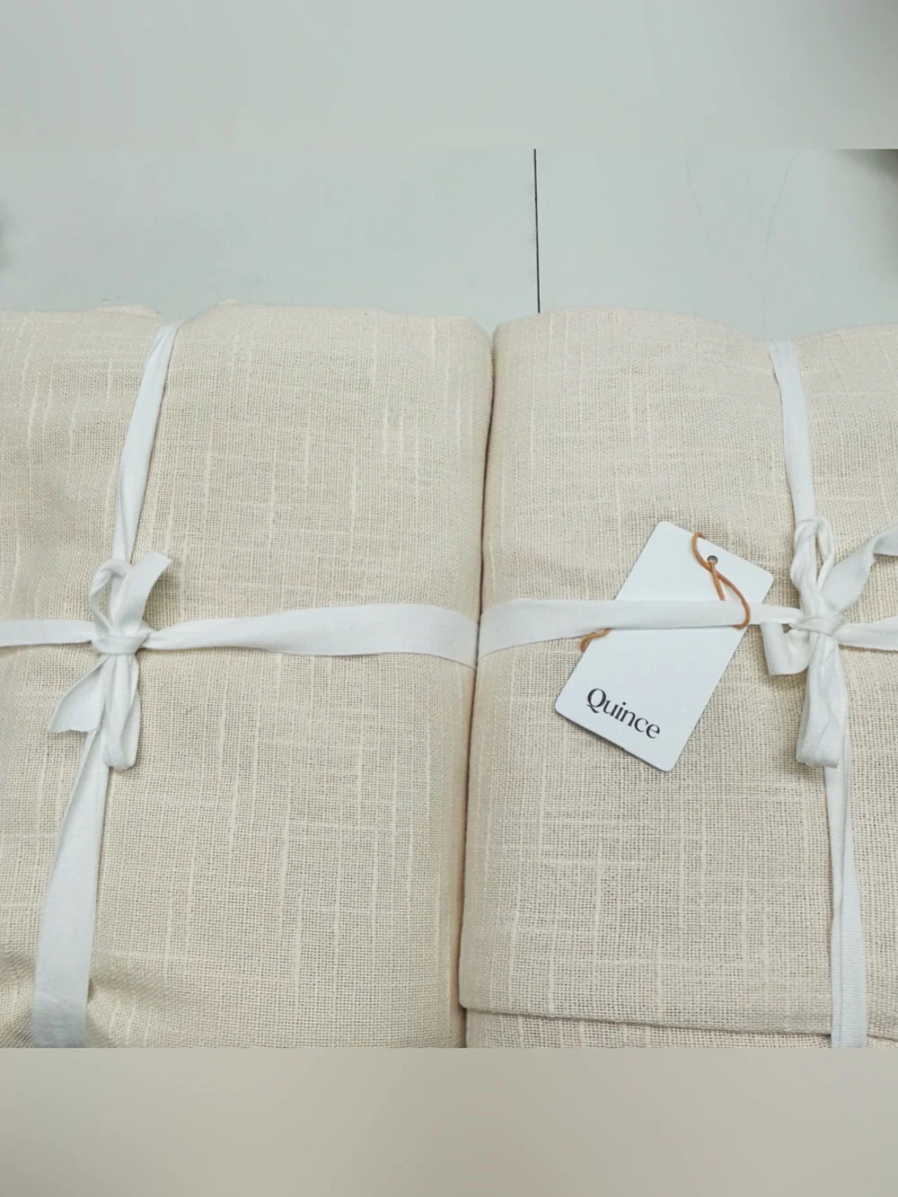 NWT QUINCE Set Of 2 48x84 Cotton Slub Room Darkening Curtains Natural 9270